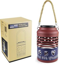 Solar Lanterns Outdoor Christmas Decorations Waterproof Rotating Solar Projector Lights Outdoor Hanging American Flag Lights
