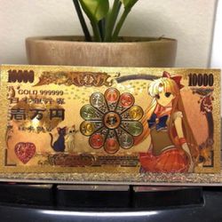 24k Gold Plated Sailor Venus Banknote Sailor Moon