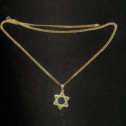 Gold Star of David Pendant/Chain 