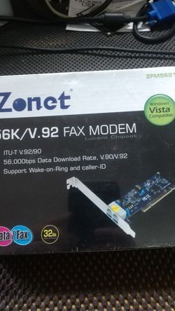 Zonet 56k fax modem pci