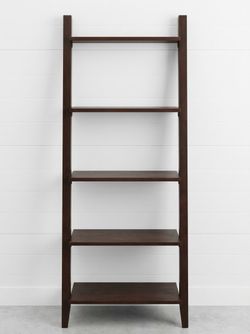 Solid oak wood leaning bookshelf