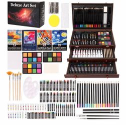 Unmasalu 188 Piece Deluxe Art Set Drawing Painting Kit(Cherry Red)