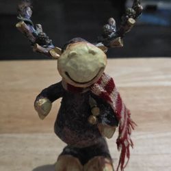 Woodland 7" Resin Christmas moose figurine