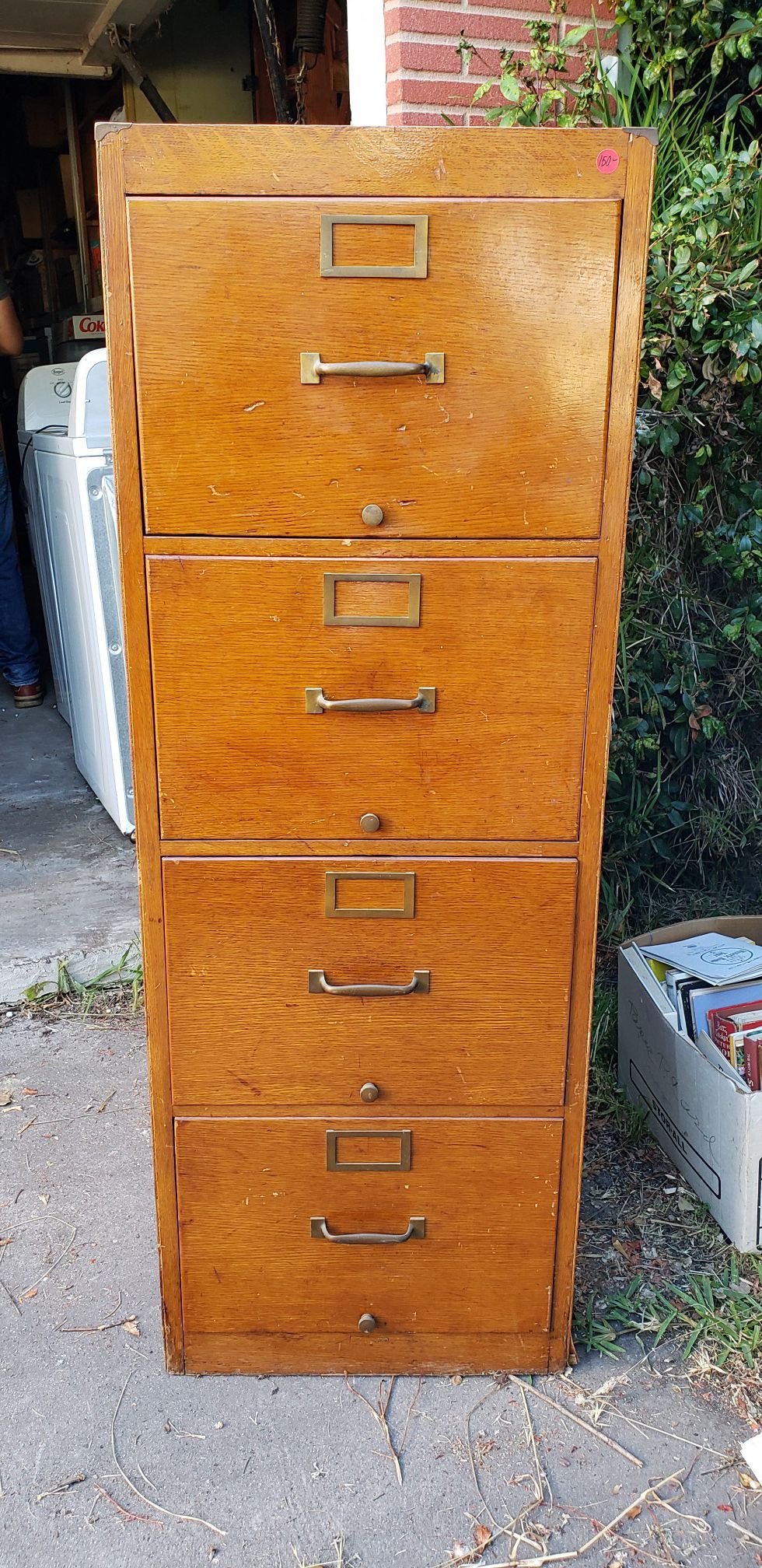 Antique wood file cabinet