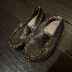 Toddler Boys Nordstrom Brown Leather Loafers Size 5.5 M