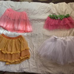 Lot of 5 Girls Tulle Ruffle Fairy Skirts 3T but waistband is elastic