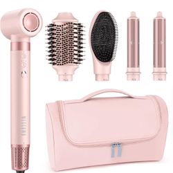 5 in N 1 Hair Dryer Brush – Fast Blow Dry & Curling Styling Tool for Frizz-Free Volume, Smooth Hair & No Heat Damage – Includes Travel Bag