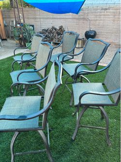 6 Metal frame Patio swivel chairs