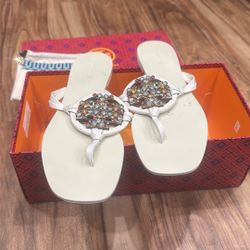 Tory Burch Miller Crystal Square Calf Leather Toe