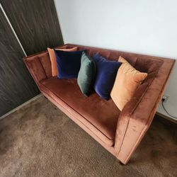 Orange Velvet Couch