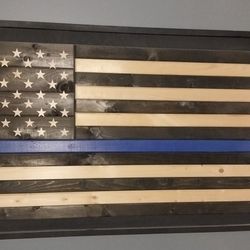 Hand Made Wooden American Flag 