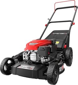 AMERISUN 21-Inch 3-in-1 Gas Push Lawn Mower – 144cc 4-Stroke OHV Engine, 6-Position Height Adjustmen