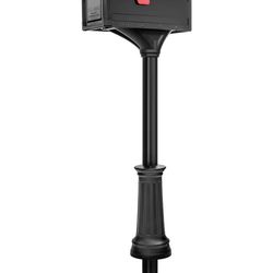 Architectural Mailboxes Roxbury Black, Large Steel Post Mount Mailbox and Premium Steel Post Combo