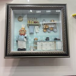 Vintage 3D Shadow Box Kitchen Pig Chef Wall