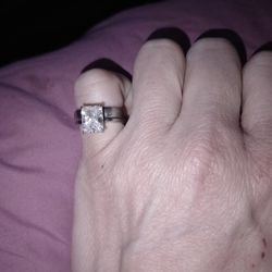 3 Carat CZ Engagement Ring With Wedding Band. Size 5 Both Are . 925 Silver