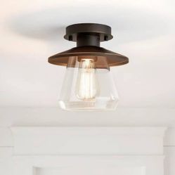 Hampton Bay  Northmoore 1-Light Oil Rubbed Bronze and Glass Vintage Semi-Flush Mount Store SKU# 1003-340-649