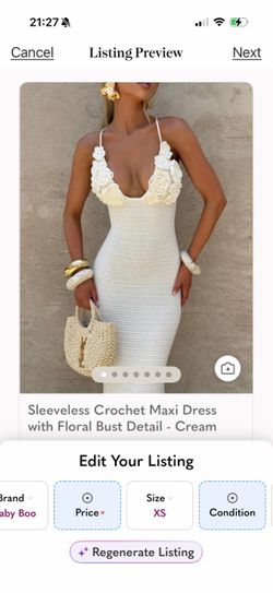 BabyBoo Cream Crochet Maxi Dress with Floral Bust