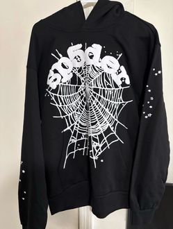Sp5der Black Hoodie Spider Web Graphic