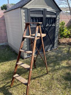 Antique Wood X Back Ladder 