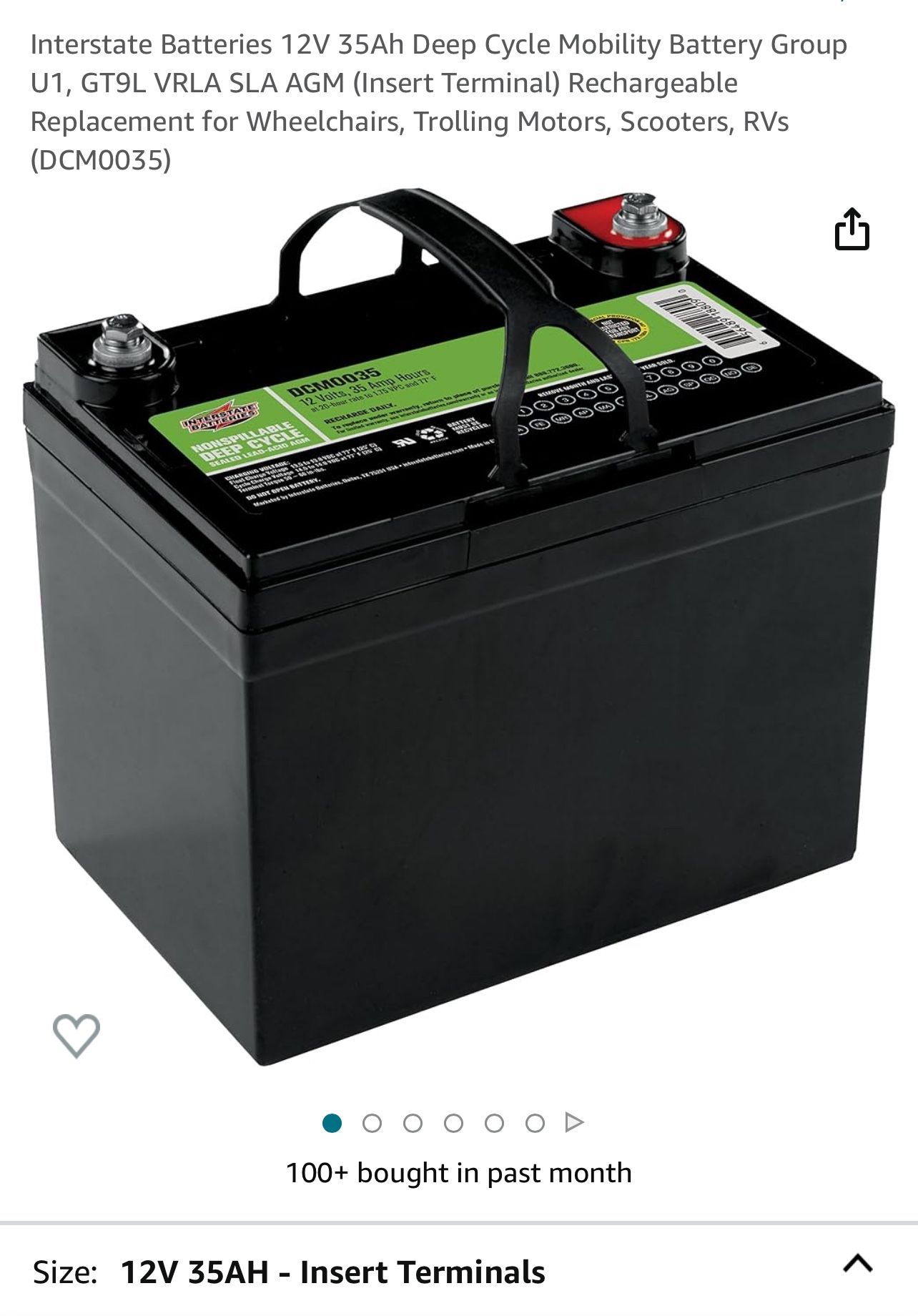 12V 35Ah Deep Cycle Mobility Battery
