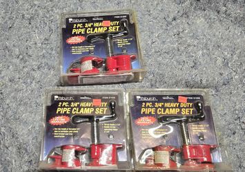 NOS Three Harbor Freight PITTSBURGH 3/4 in. Cast-Iron Pipe Clamp, 2-Piece