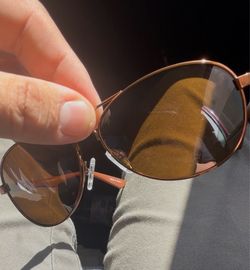 Round Metal Frame Sunglasses Brown Tinted Lenses