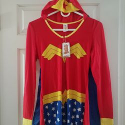 Adult Size Small One Piece Wonder Woman Jumper PJ's Pajamas Halloween Costume Nwt 