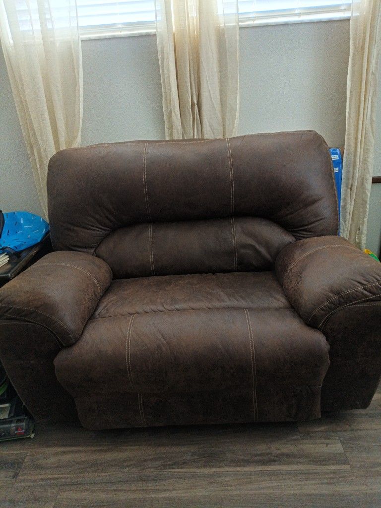Leather Reclining Cuddle Couch