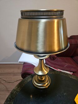 Vintage Brass Bouillotte Style Table Lamp Metal Shade