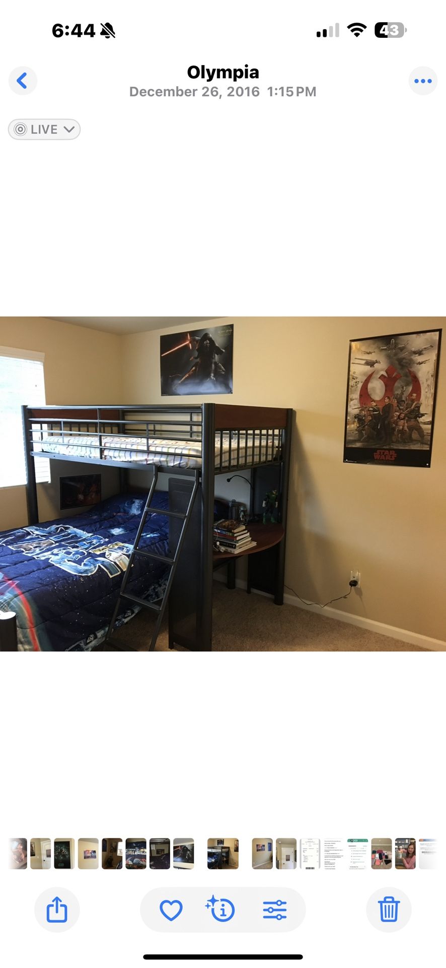 Metal Bunk Bed With Built In Desk, Excellent Condition!
