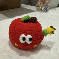 🧶Handmade Crocheted Apple with Wormholes🐛🍎