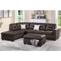 Brown Sectional Sofa With Ottoman 