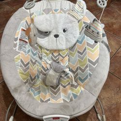 Bouncing Baby Seat with Overhead Mobile, Music and Calming Vibrations, White