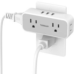 Surge Protector Outlet Extender, TESSAN Multi Plug Splitter with 4 Electrical Outlets 3 USB Ports(1 USB C), Multiple Plug Mini Wall Expander for Home 