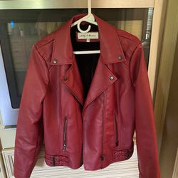 Red Leather Jacket Size L