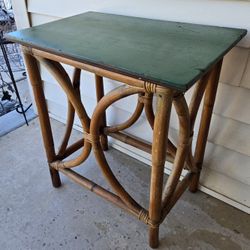 1950's Hour Glass Rattan Side Table, Home Patio Decor