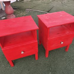 Two Red Nightstands. 
