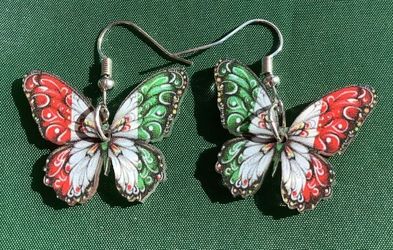 Mexican Flag Earrings Butterfly