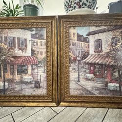 Unique Beautiful Set Of 2 Ruane Manning On Wood Paintings. 36.5 X 30.5 X 1 In.