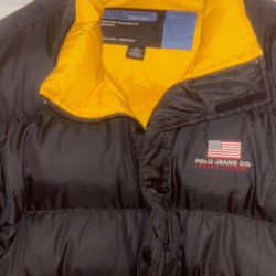 Polo Ralph Lauren Men’s XL Puffer Jacket Used Like New Black & Gold 