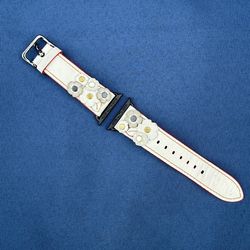 RARE: Genuine Coach Tea Rose Leather Apple Watch Band 38-41mm Chalk White