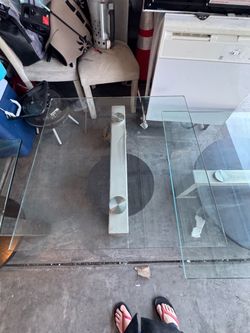 Complete Glass Coffee Table with Metal Base for ($25 , or $9 for each