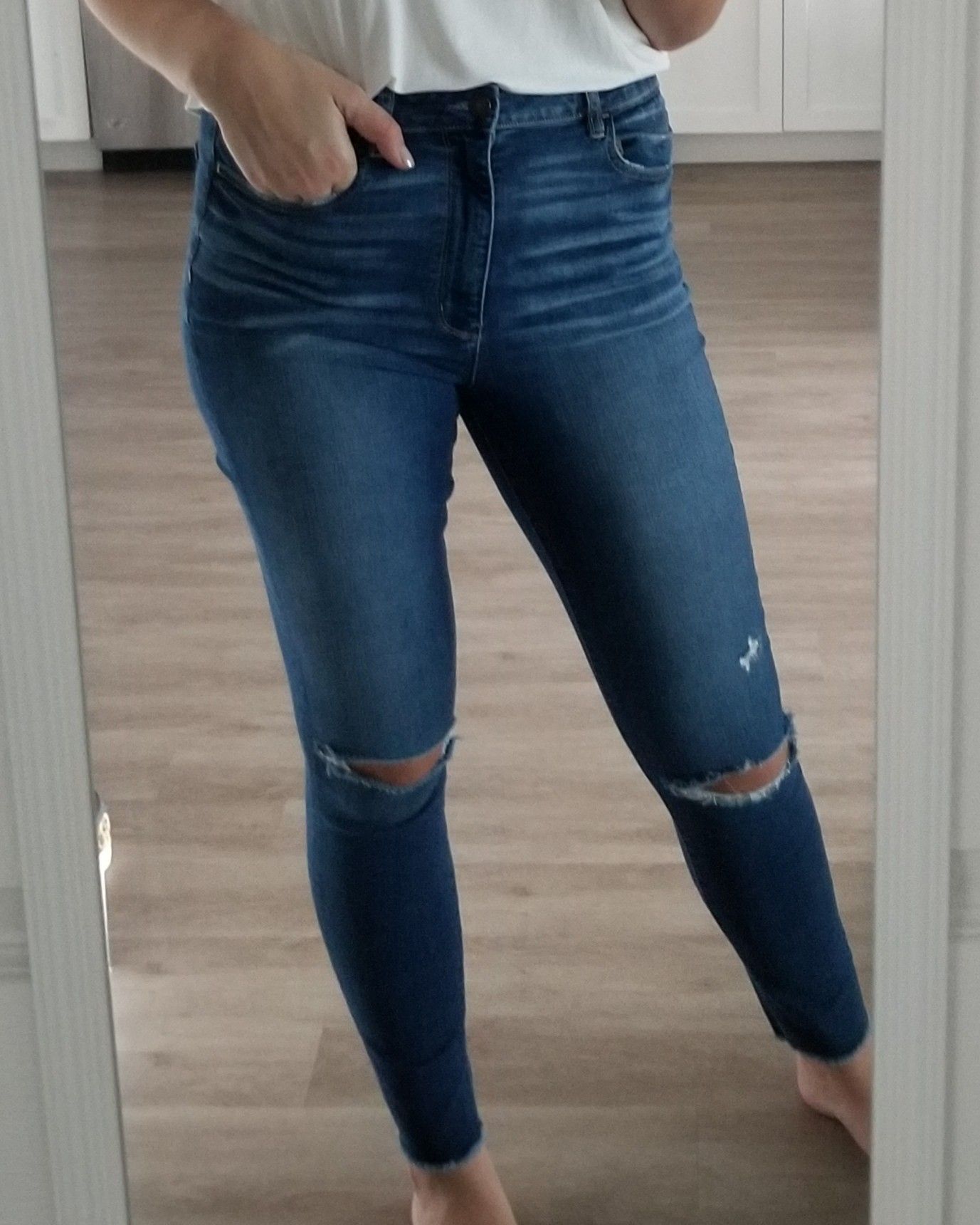 Womens high waist blue jeans