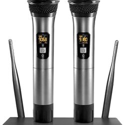 TONOR Wireless Microphone,Metal Dual Professional UHF Cordless Dynamic Mic Handheld Microphone System for Home Karaoke, Meeting, Party, Church, DJ, We