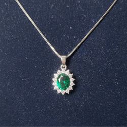 Emerald & White Sapphire Necklace