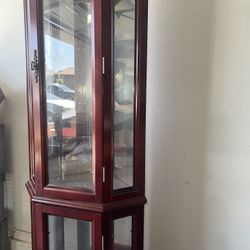 Vintage Cherry Wood China Cabinet 