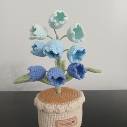 Handmade Crochet Lily Of The Valley In Pot
