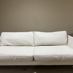 Modern White Fabric Sofa – Comfortable & Clean