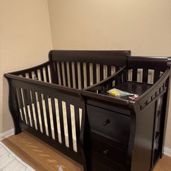 Baby Crib  And Changing Table Made With Real Wood Very Good Condition 