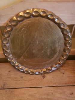 Huge, Thick Vintage Brass Platter